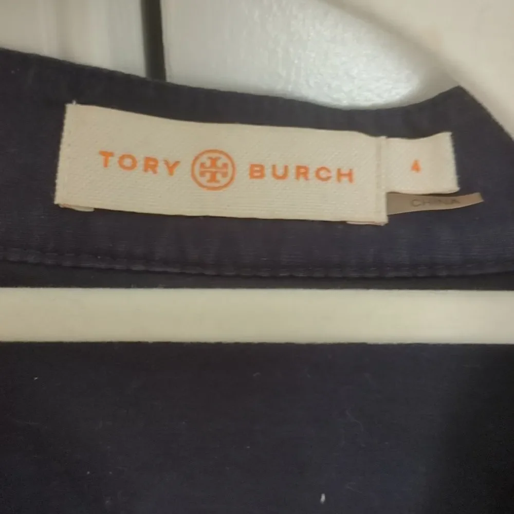 Tory Burch Silk Tunic in Navy/Beige Geo